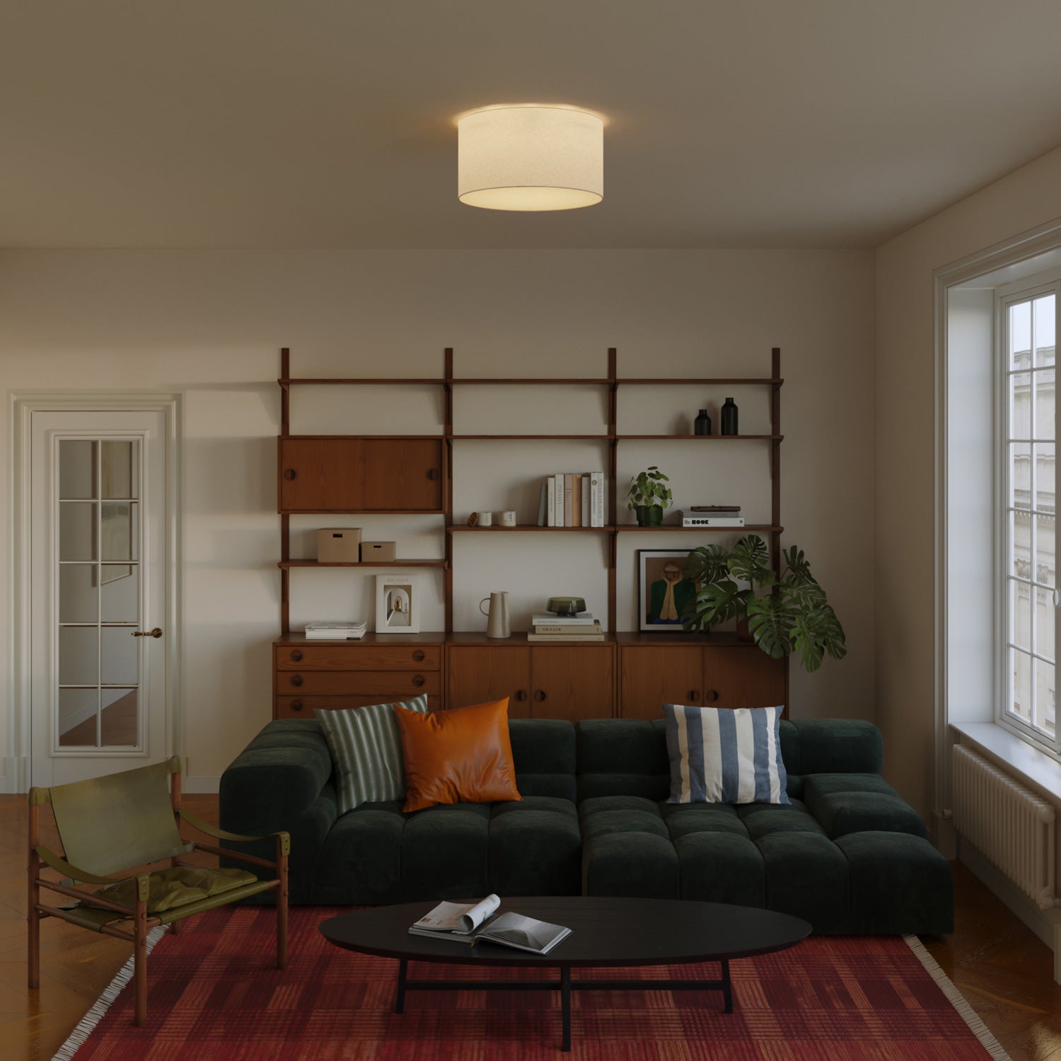 Plafoniera in tessuto Medium Lino crudo - Made in Italy