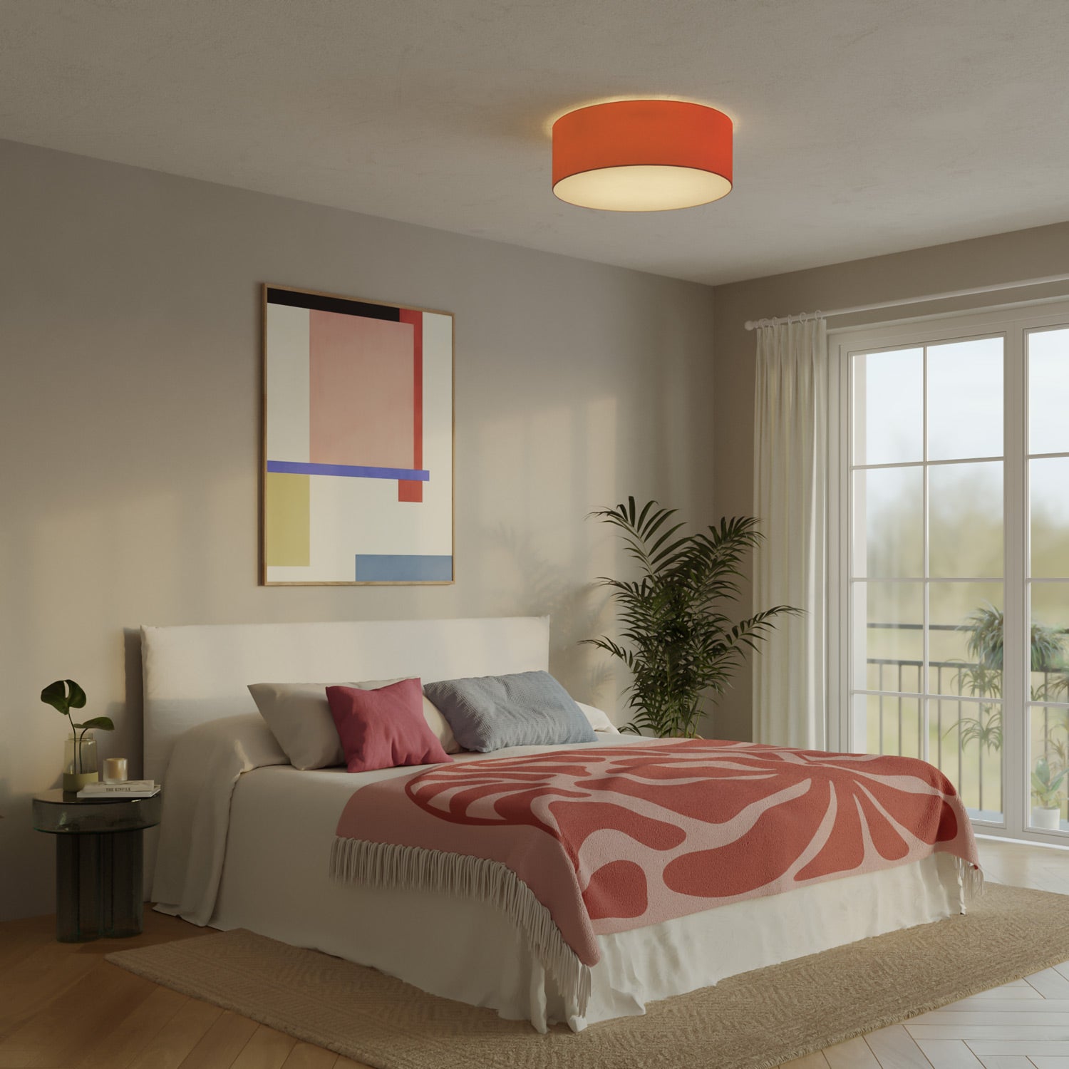 Plafoniera in tessuto Large Cinette aragosta - Made in Italy