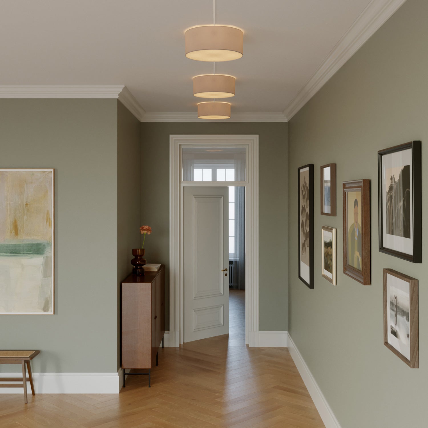 Plafoniera in tessuto Small Arenal cenere - Made in Italy