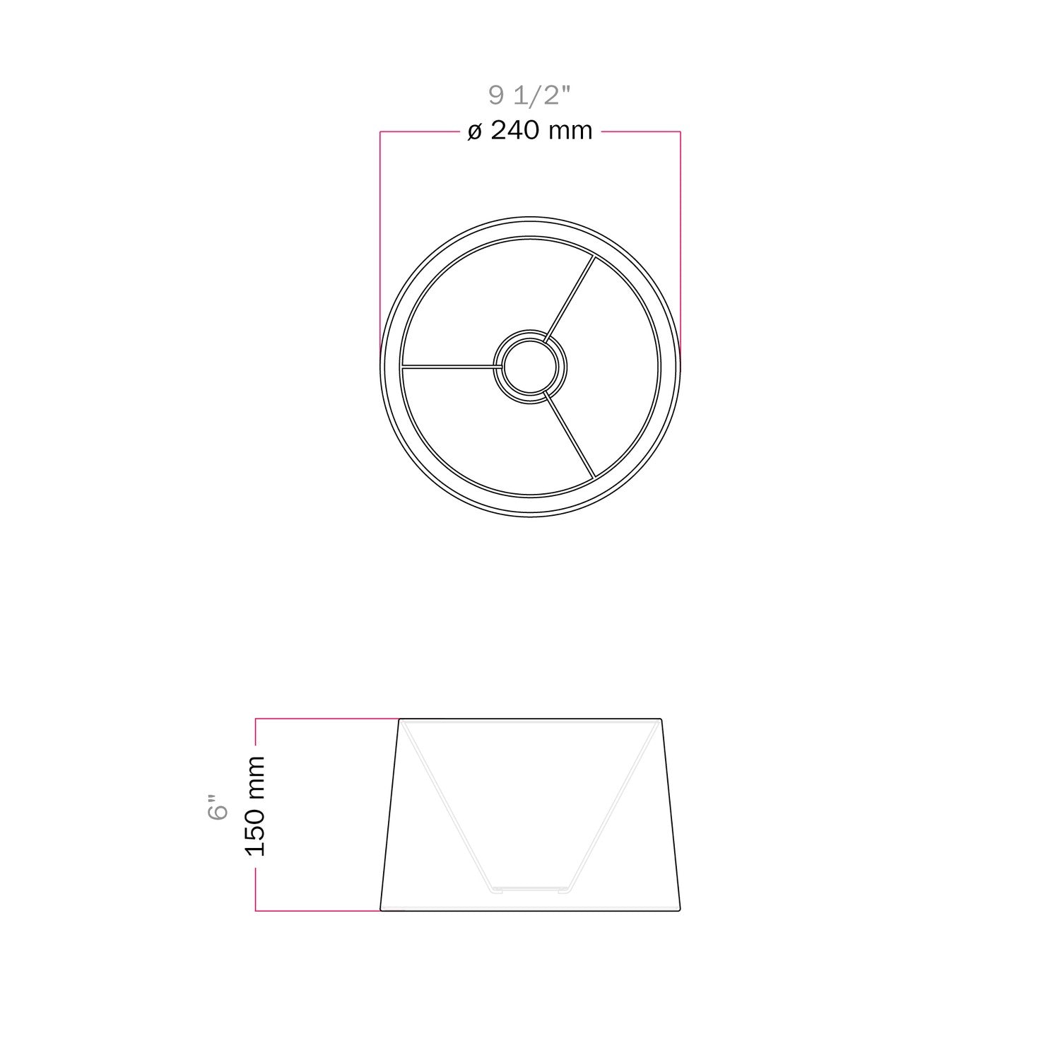 Paralume Athena con attacco E27 per lampada da tavolo o da terra - Made in Italy -Teletta Antracite