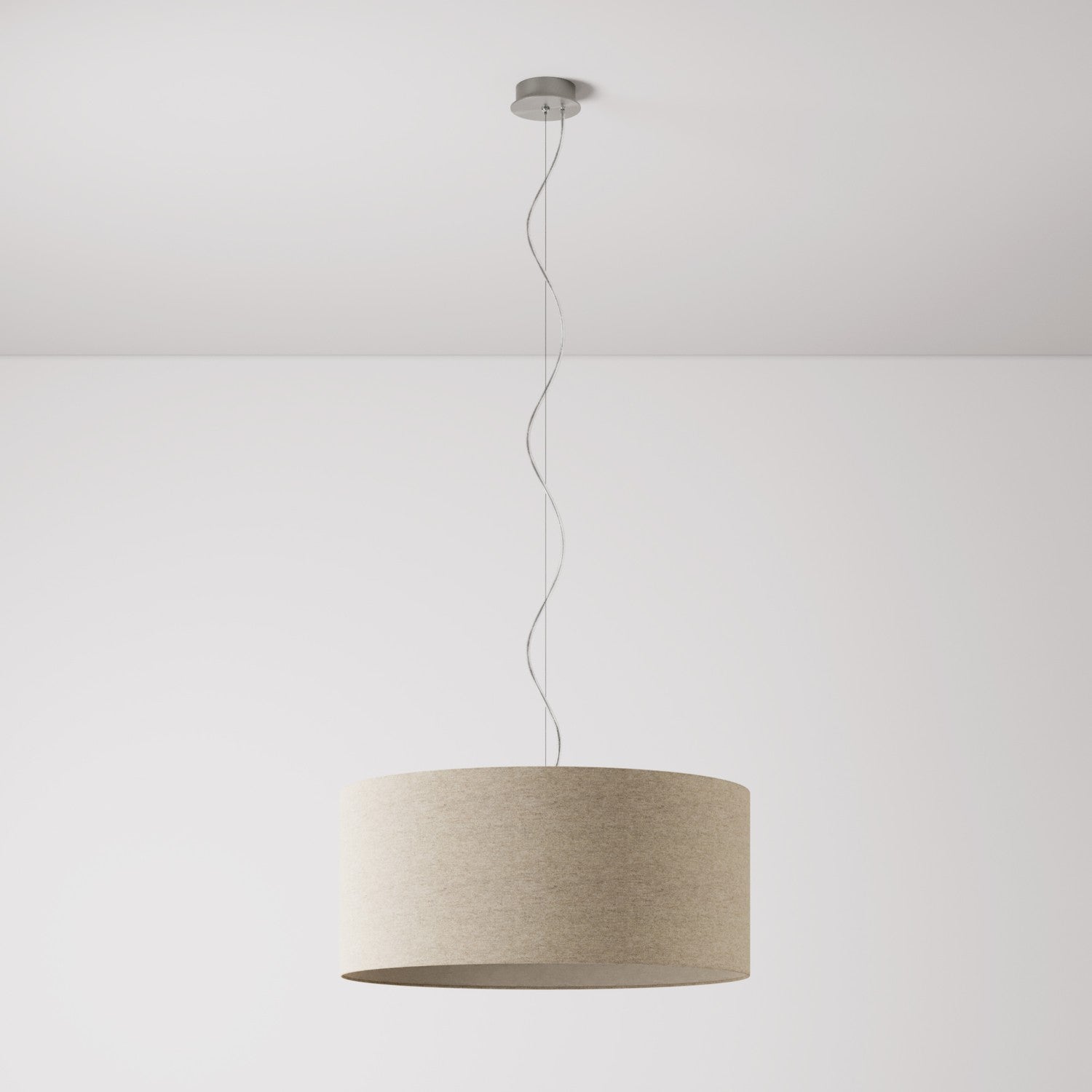 Lampada a sospensione con paralume in tessuto Cilindro Large - Made in Italy - Lana Beige No