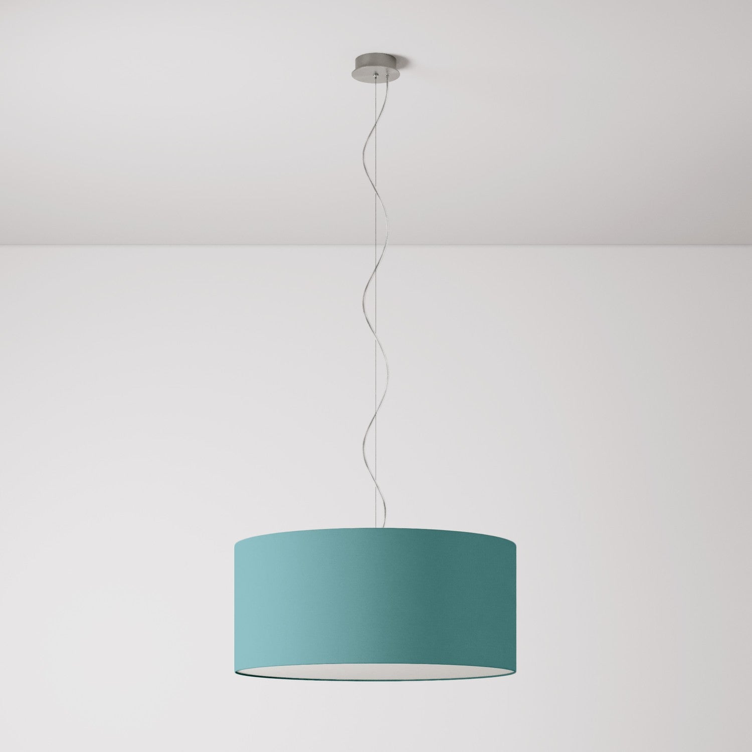 Lampada a sospensione con paralume in tessuto Cilindro Large - Made in Italy - Teletta Verde Dubbio Si