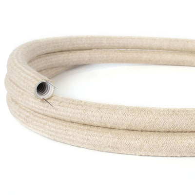 Creative-Tube, 20 mm diameter, covered in RN01 Neutral Natural Linen fabric, flexible cable conduit