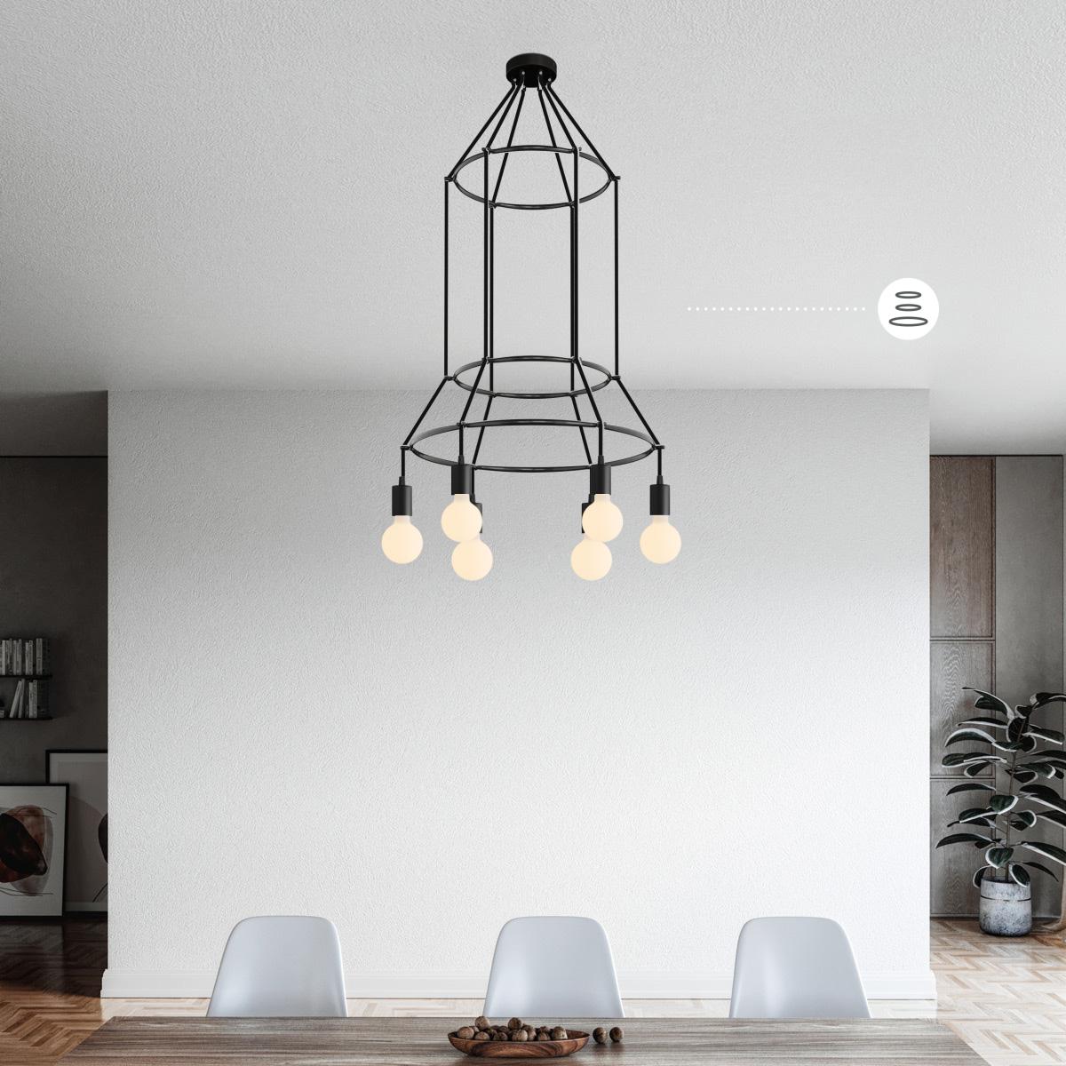 CHANDELIER 3 CAGE ROUND 6 12182