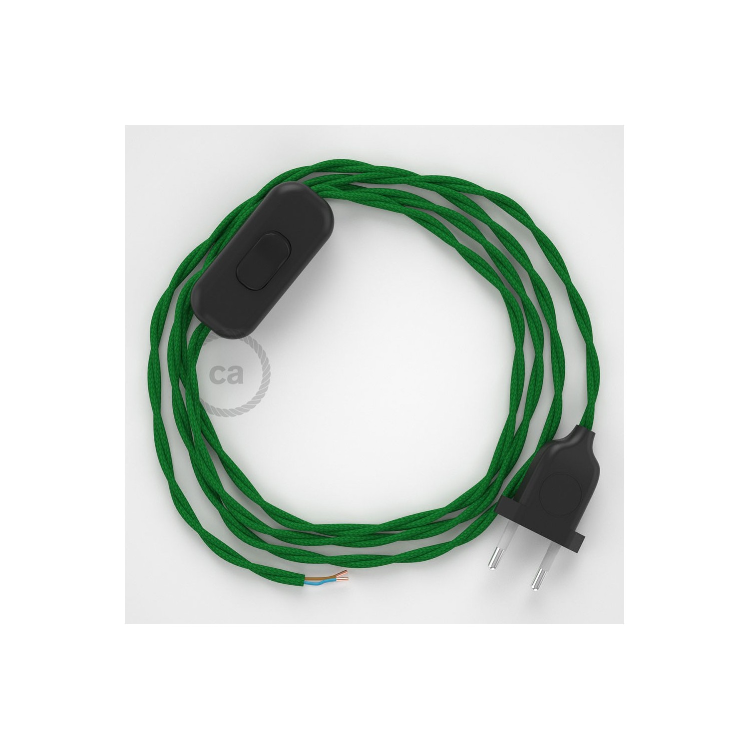 Lamp wiring, TM06 Green Rayon 1,80 m. Choose the colour of the switch and plug.