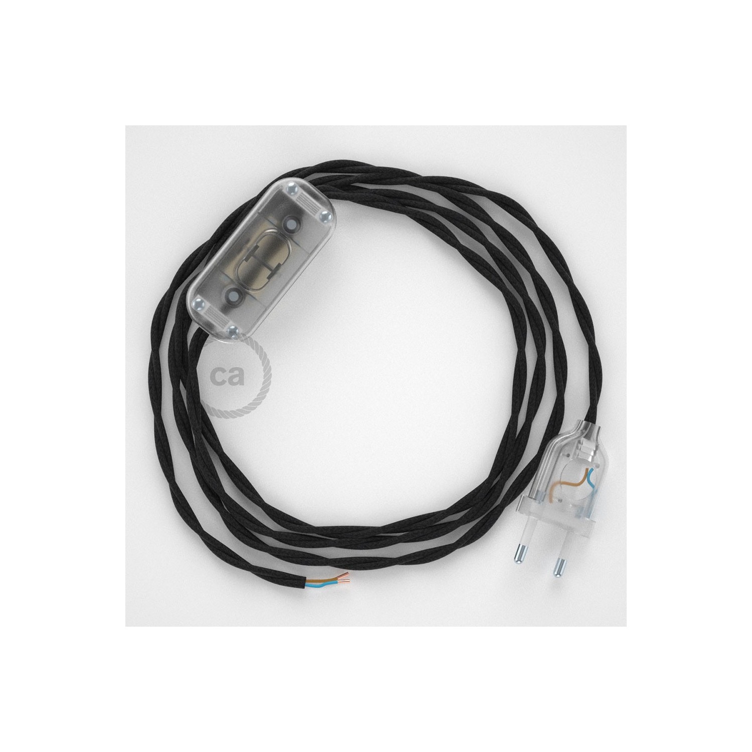 Lamp wiring, TM04 Black Rayon 1,80 m. Choose the colour of the switch and plug.