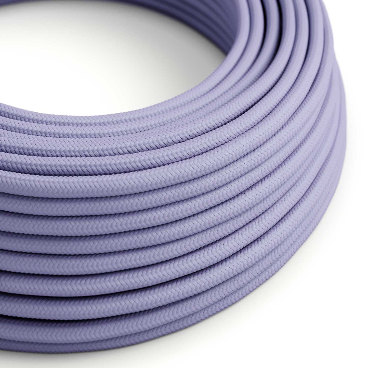 Round Electric Cable covered by Rayon solid colour fabric RM07 Lilac