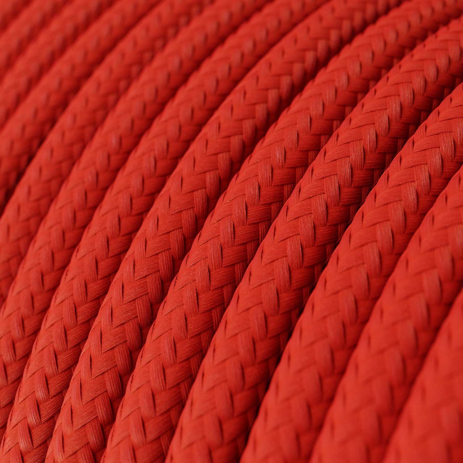 Round Electric Cable covered by Rayon solid colour fabric RM09 Red