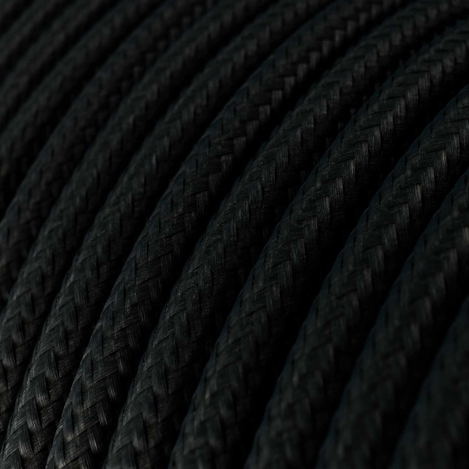 Round Electric Cable covered by Rayon solid colour fabric RM04 Black