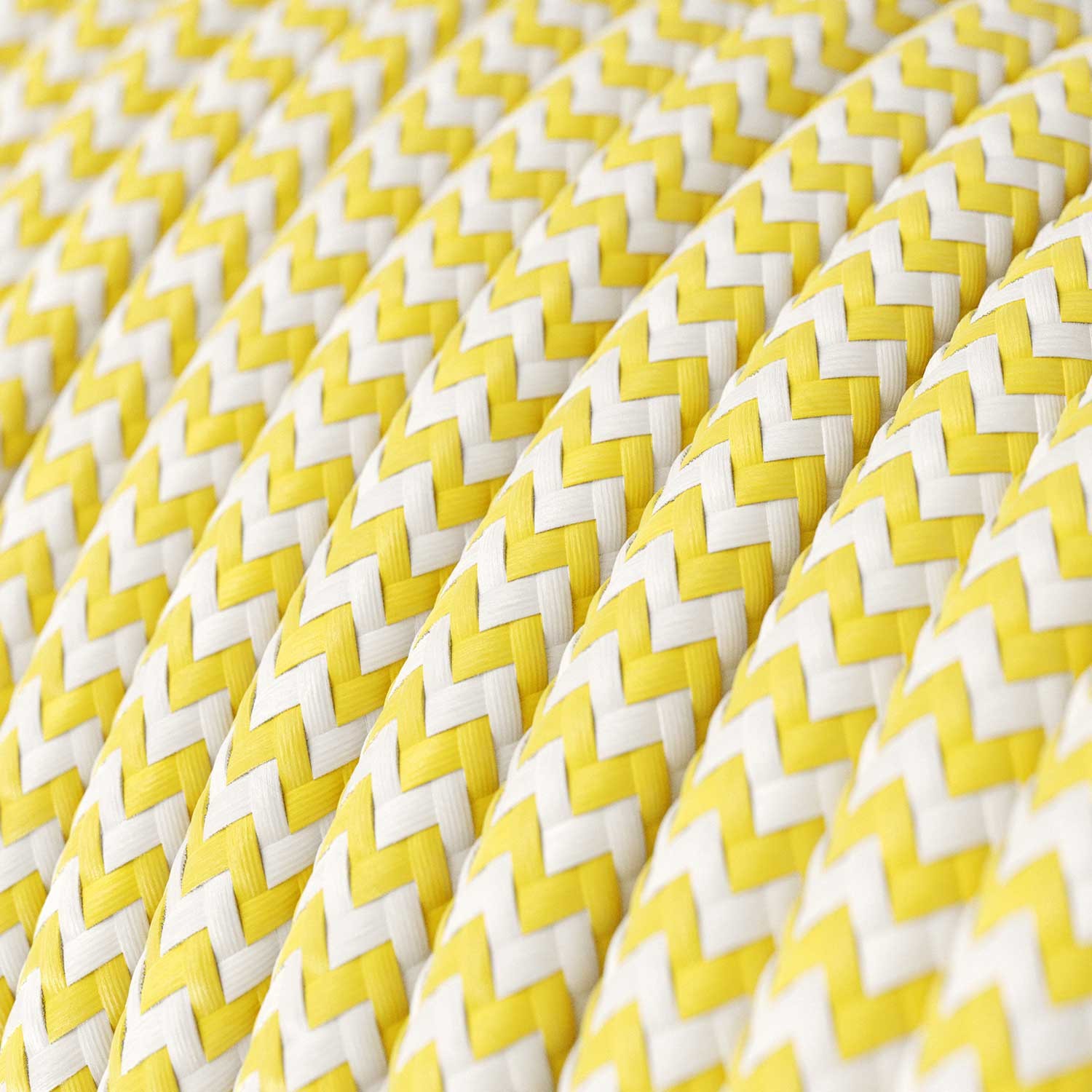 Round Electric Cable covered by Rayon fabric Zig Zag RZ10 Yellow