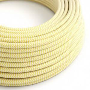 Round Electric Cable covered by Rayon fabric Zig Zag RZ10 Yellow