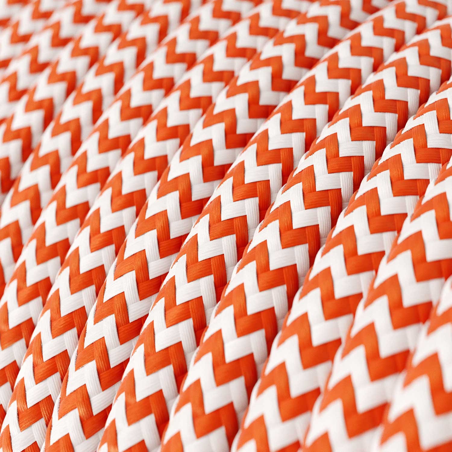 Round Electric Cable covered by Rayon fabric Zig Zag RZ15 Orange