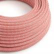 Round Electric Cable covered by Rayon fabric Zig Zag RZ09 Red