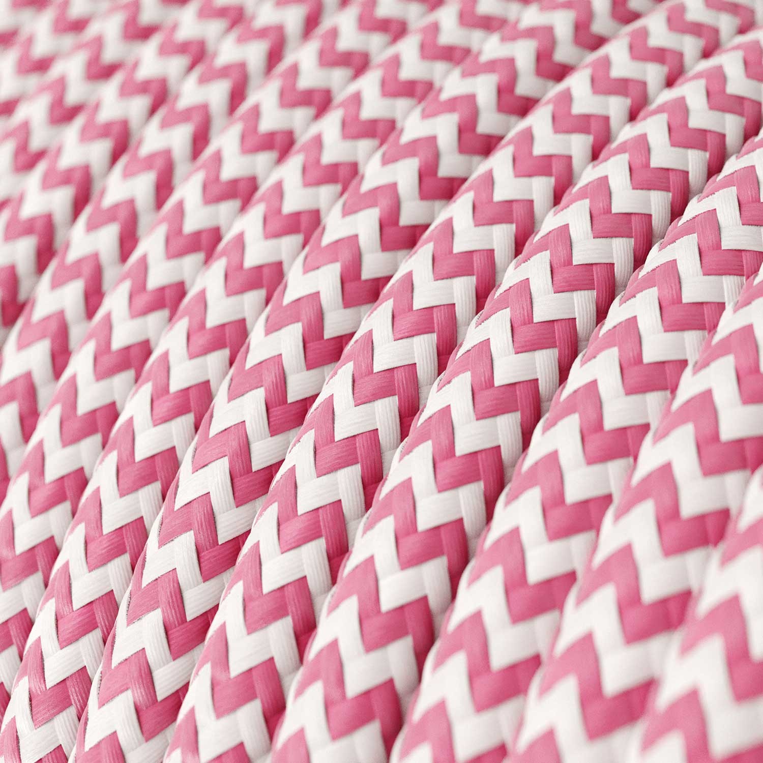 Round Electric Cable covered by Rayon fabric Zig Zag RZ08 Fuchsia