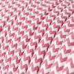 Round Electric Cable covered by Rayon fabric Zig Zag RZ08 Fuchsia