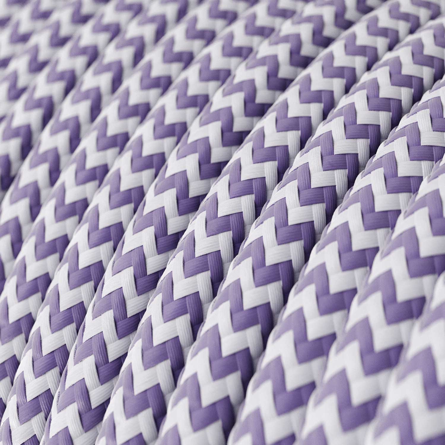 Round Electric Cable covered by Rayon fabric ZigZag RZ07 Lilac