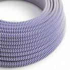 Round Electric Cable covered by Rayon fabric ZigZag RZ12 Blue