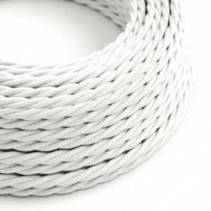 Twisted Electric Cable covered by Rayon solid colour fabric TM01 White