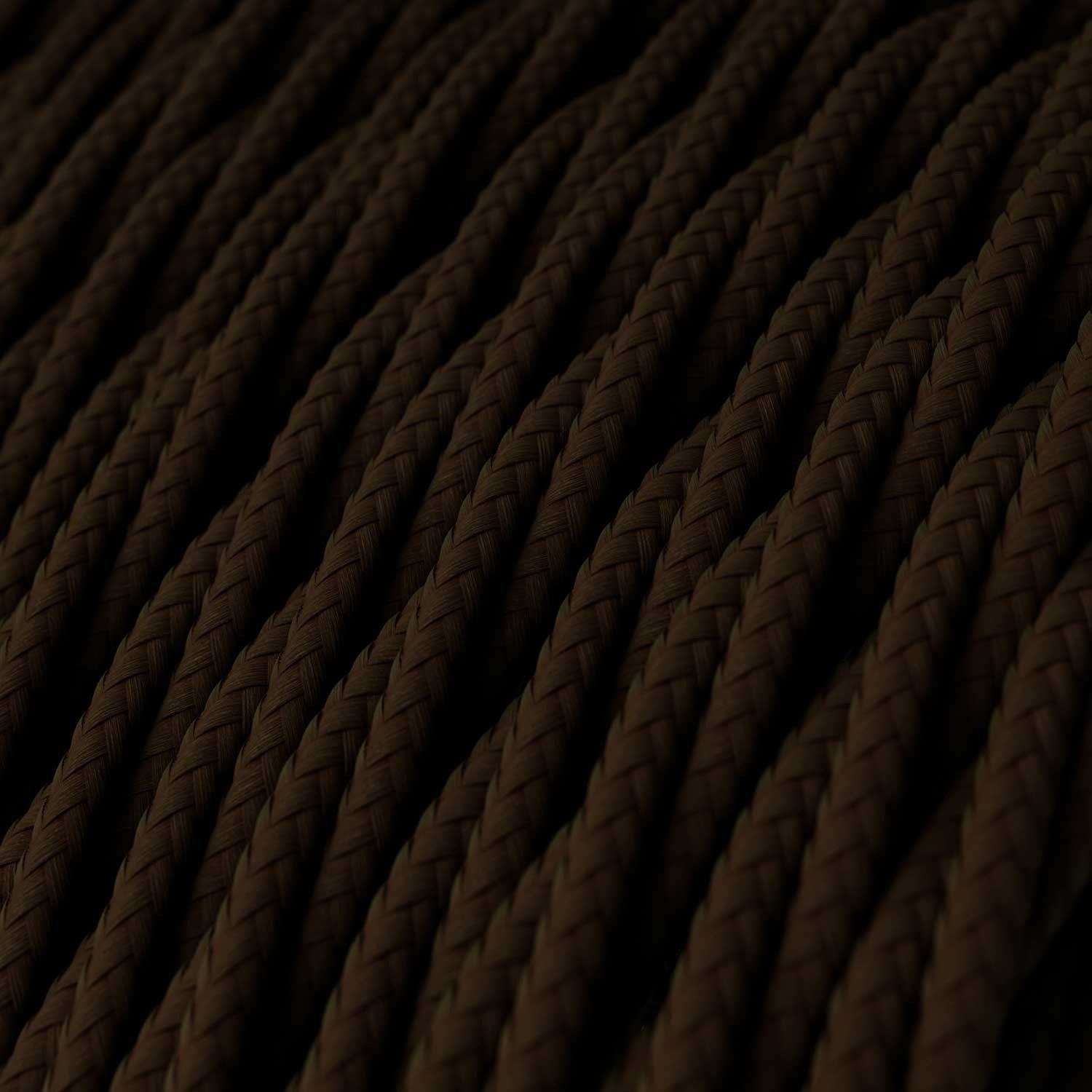 Twisted Electric Cable covered by Rayon solid colour fabric TM13 Brown