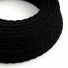 Twisted Electric Cable covered by Rayon solid colour fabric TM04 Black