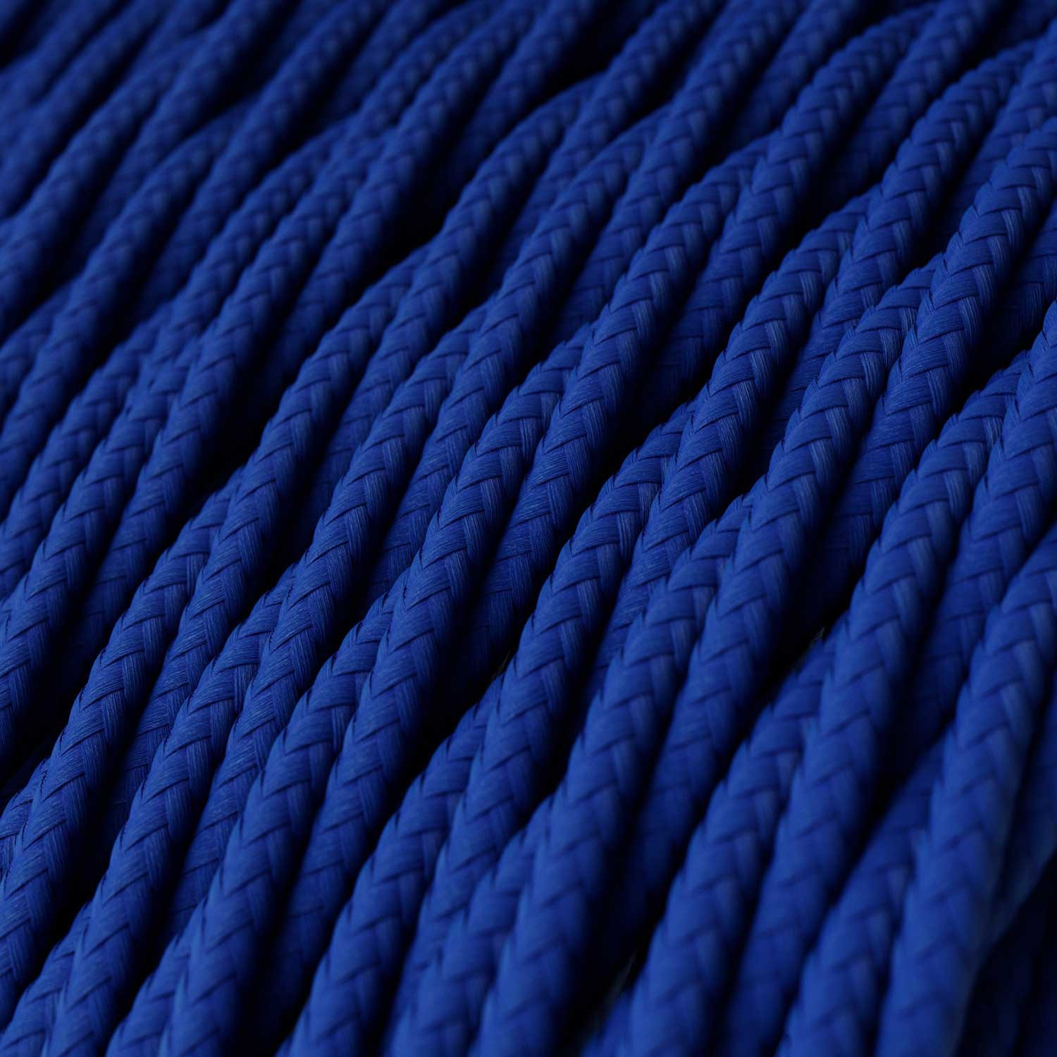 Twisted Electric Cable covered by Rayon solid colour fabric TM12 Blue