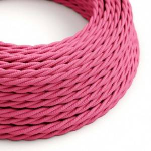 Twisted Electric Cable covered by Rayon solid colour fabric TM08 Fuchsia