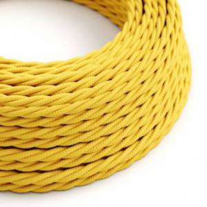 Twisted Electric Cable covered by Rayon solid colour fabric TM10 Yellow