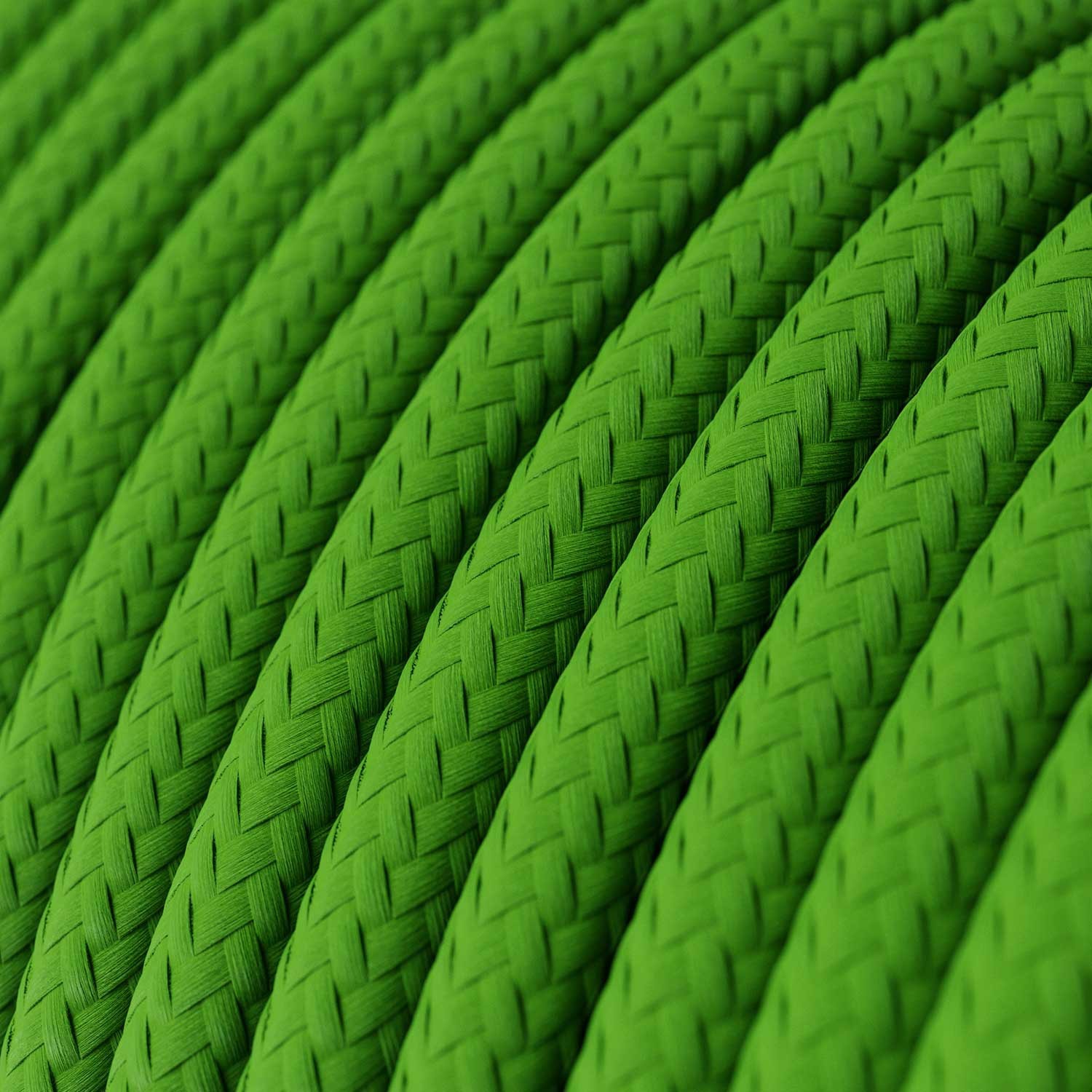 Round Electric Cable covered by Rayon solid colour fabric RM18 Green Lime
