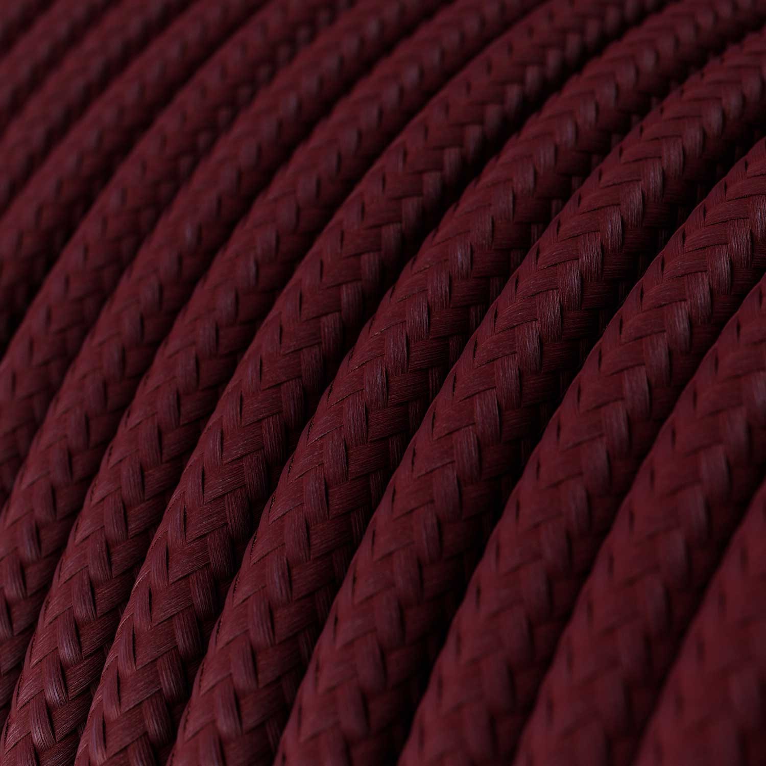 Round Electric Cable covered by Rayon solid colour fabric RM19 Burgundy