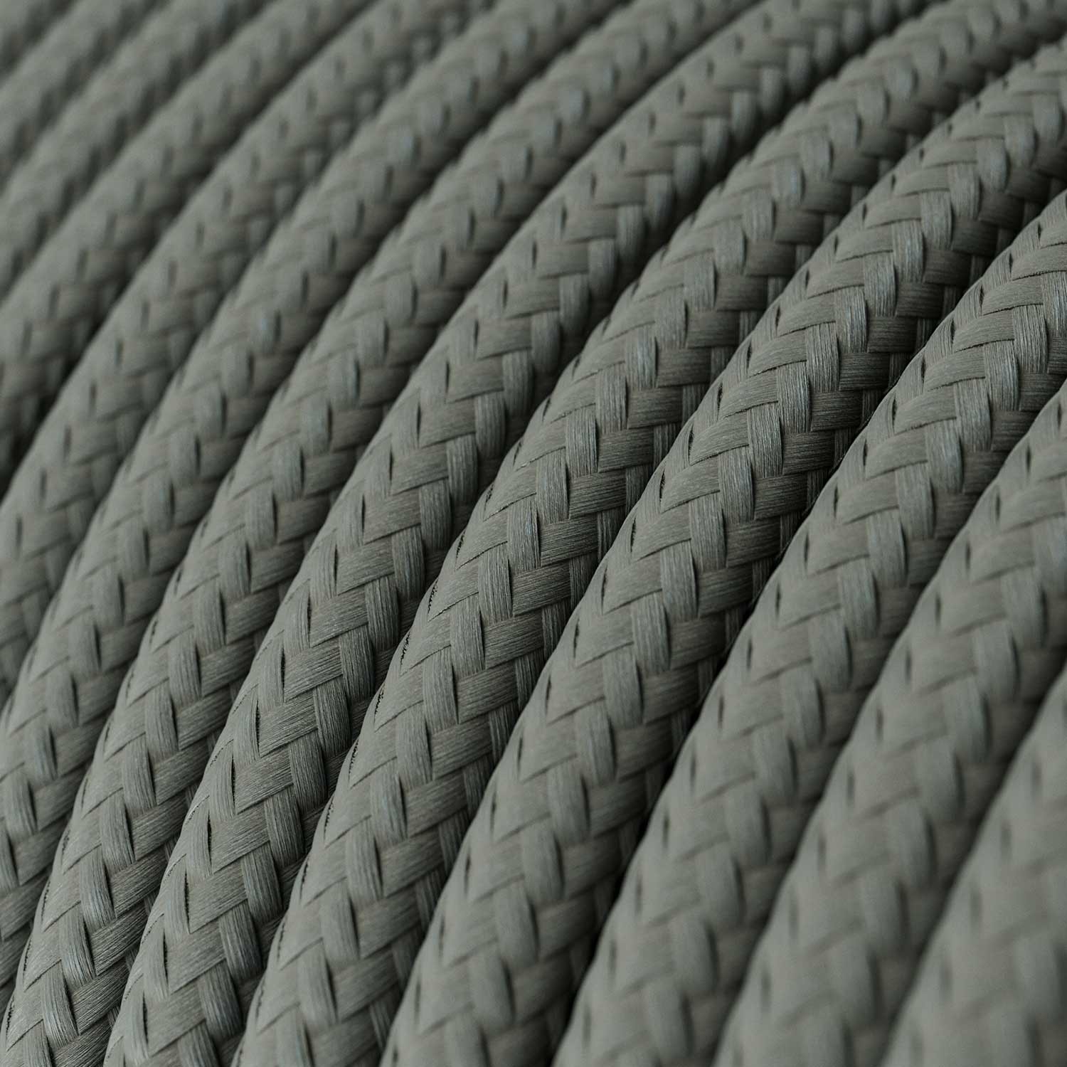 Round Electric Cable covered by Rayon solid colour fabric RM03 Grey