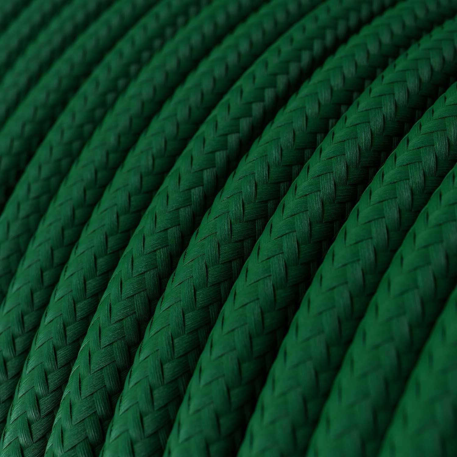 Round Electric Cable covered by Rayon solid colour fabric RM21 Dark Green