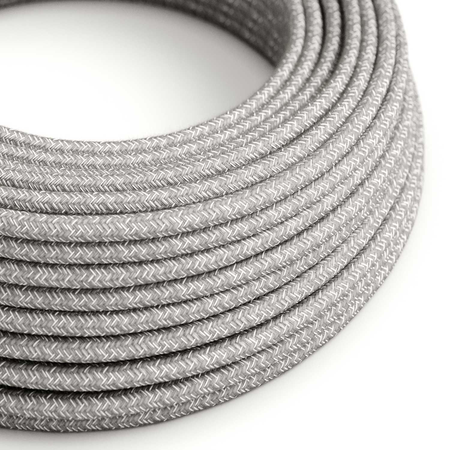 Round Electric Cable covered by Natural Linen RN02 Grey