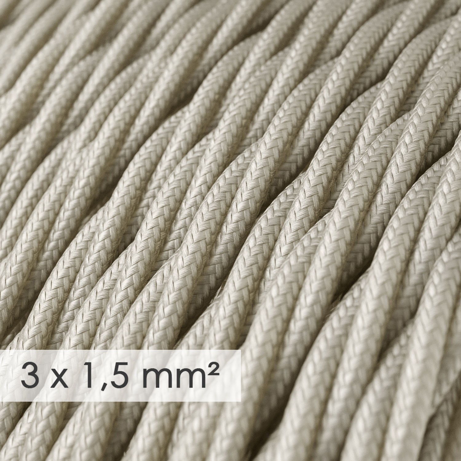 Large section electric cable 3x1,50 twisted - covered by rayon Ivory TM00