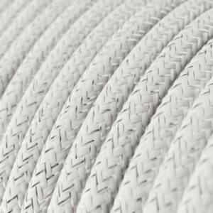 Round Glitter Electric Cable covered by Rayon solid colour fabric RL01 White