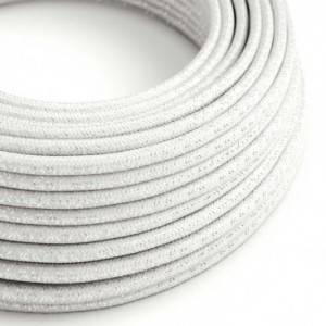 Round Glitter Electric Cable covered by Rayon solid colour fabric RL01 White