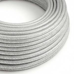 Round Glitter Electric Cable covered by Rayon solid colour fabric RL02 Silver