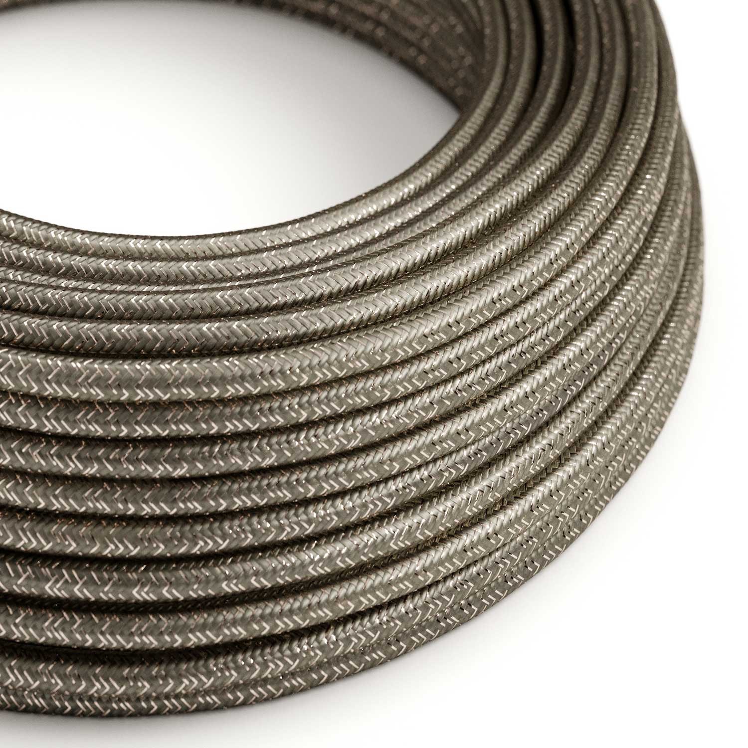 Round Glitter Electric Cable covered by Rayon solid colour fabric RL03 Grey