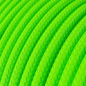 Round Electric Cable covered by Rayon solid colour fabric RF06 Fluo Green