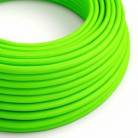 Round Electric Cable covered by Rayon solid colour fabric RF06 Fluo Green