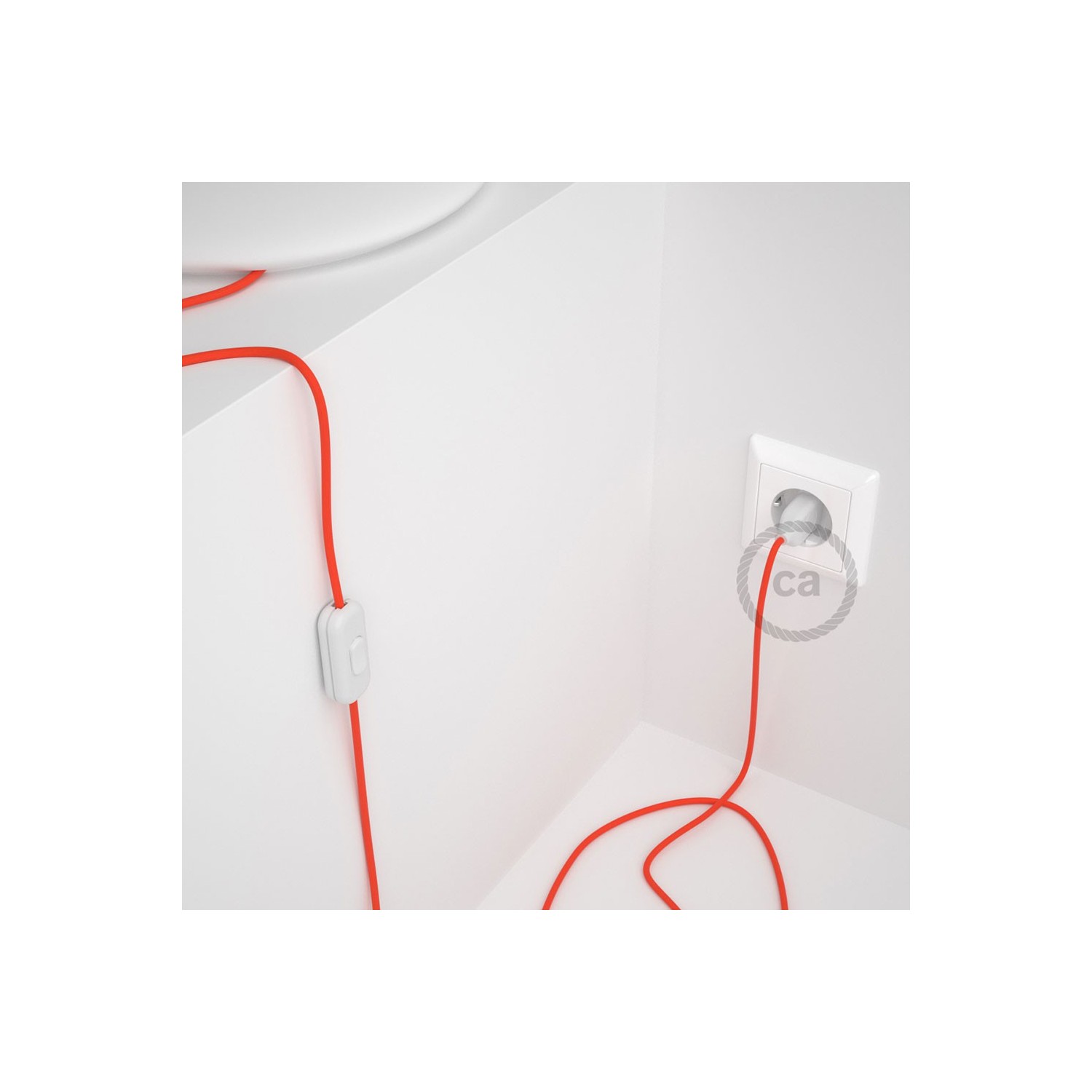 Lamp wiring, RF15 Neon Orange Rayon 1,80 m. Choose the colour of the switch and plug.