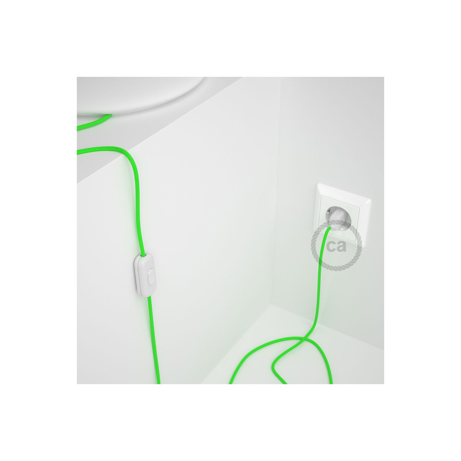 Lamp wiring, RF06 Neon Green Rayon 1,80 m. Choose the colour of the switch and plug.