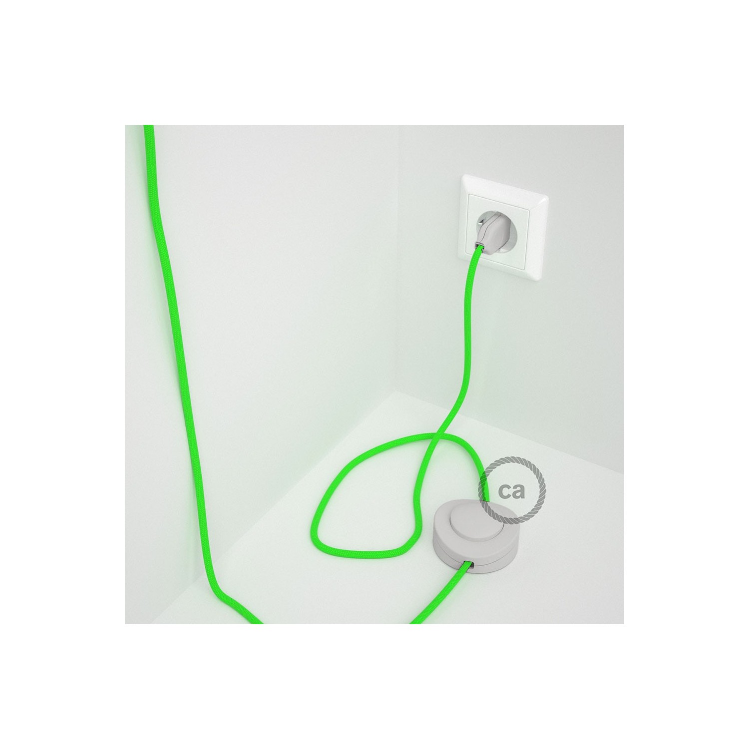 Wiring Pedestal, RF06 Neon Green Rayon 3 m. Choose the colour of the switch and plug.