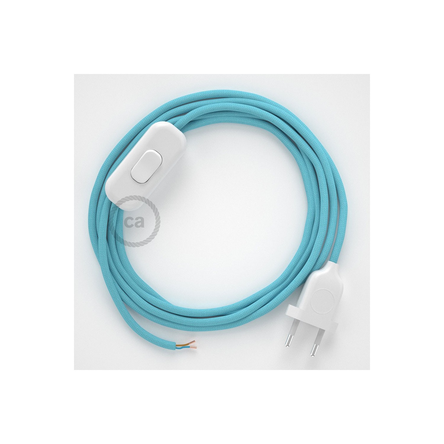 Lamp wiring, RM17 Baby Blue Rayon 1,80 m. Choose the colour of the switch and plug.