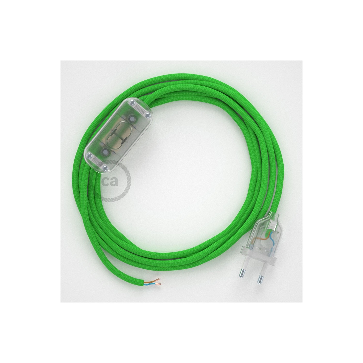 Lamp wiring, RM18 Lime Green Rayon 1,80 m. Choose the colour of the switch and plug.
