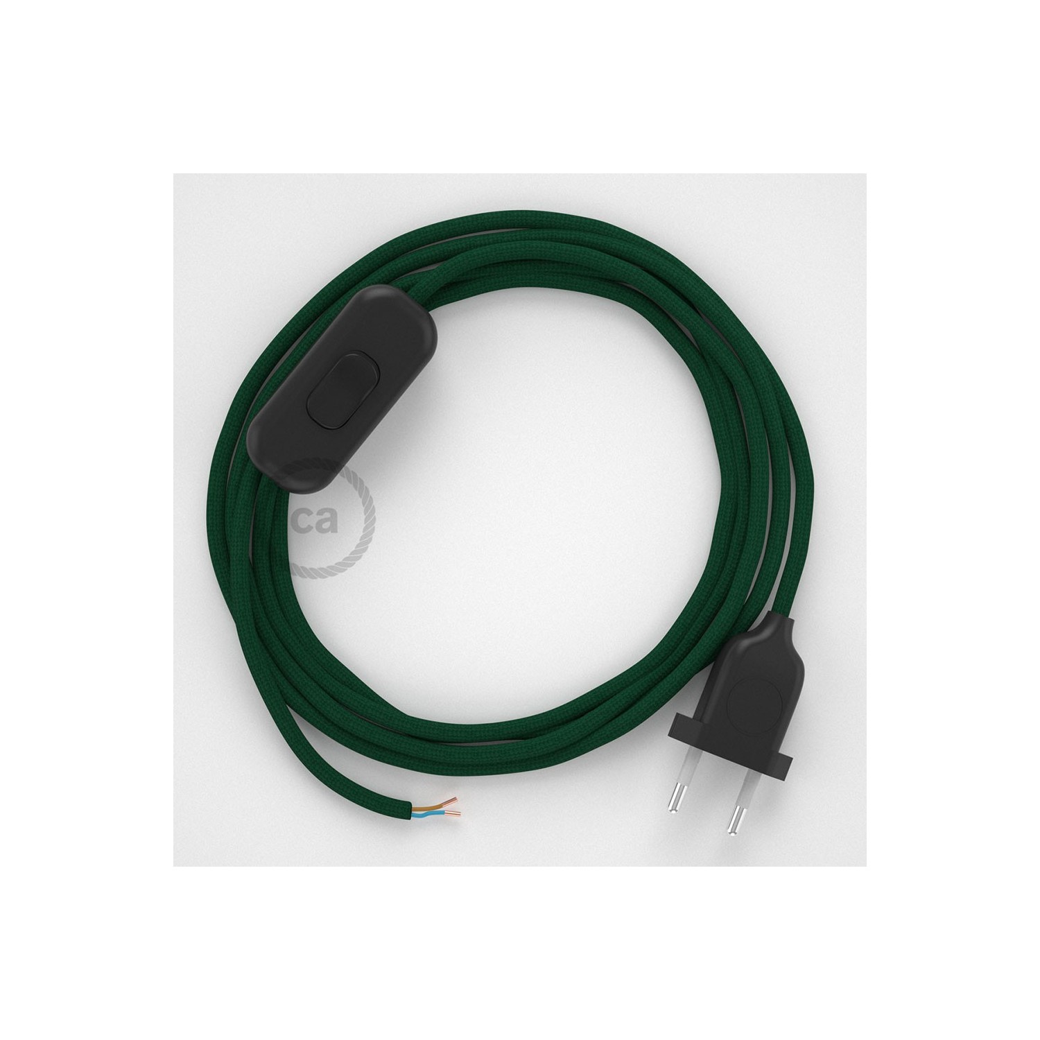 Lamp wiring, RM21 Dark Green Rayon 1,80 m. Choose the colour of the switch and plug.