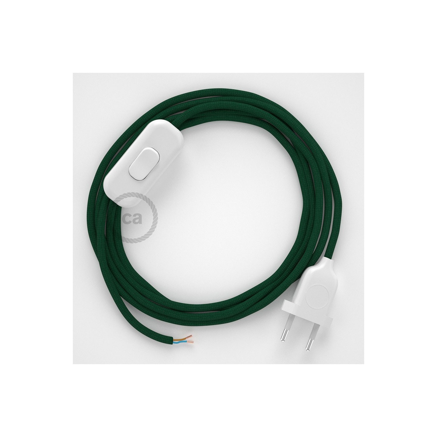 Lamp wiring, RM21 Dark Green Rayon 1,80 m. Choose the colour of the switch and plug.