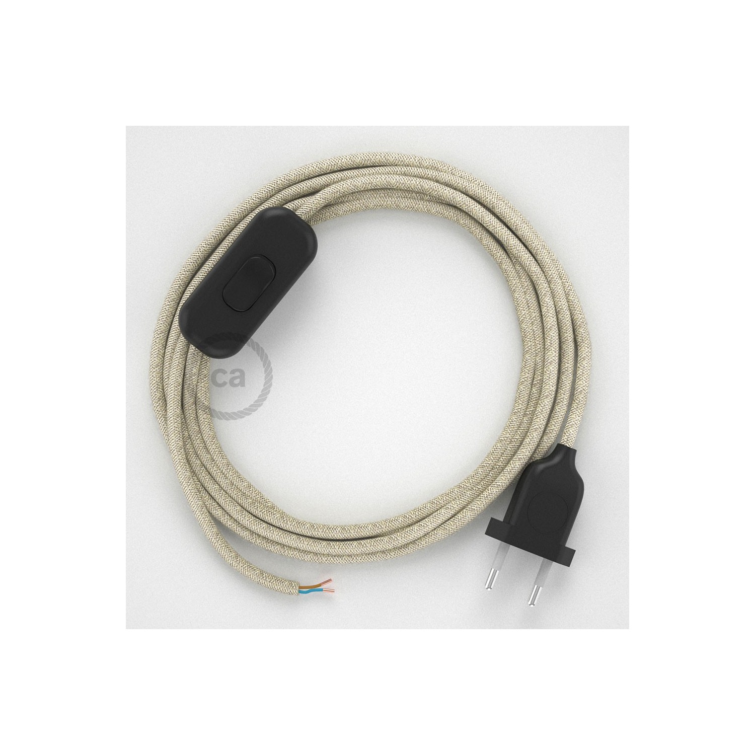 Lamp wiring, RN01 Neutral Natural Linen 1,80 m. Choose the colour of the switch and plug.
