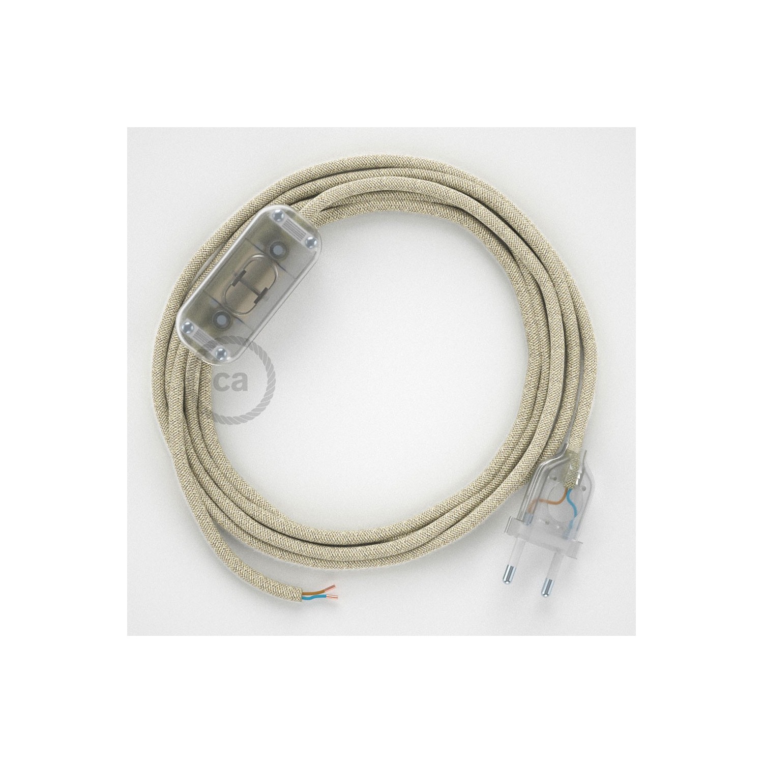 Lamp wiring, RN01 Neutral Natural Linen 1,80 m. Choose the colour of the switch and plug.