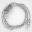 Lamp wiring, TM02 Silver Rayon 1,80 m. Choose the colour of the switch and plug.