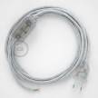 Lamp wiring, RL01 Sparkly White Rayon 1,80 m. Choose the colour of the switch and plug.